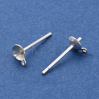 925 Sterling Silver Flat Round Stud Earrings Findings STER-B010-01B-S-1