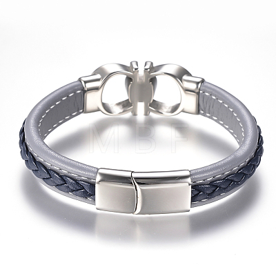 Men's Braided Leather Cord Bracelets BJEW-H559-15B-1