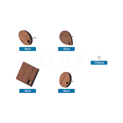 Coconut Brown Wood Stud Earring Findings EJEW-TA0010-06P-1
