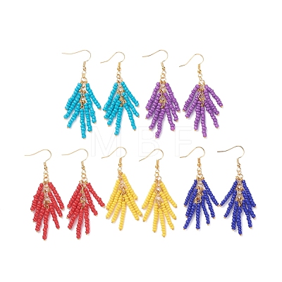 Baking Paint Glass Seed Beads Dangle Earrings EJEW-JE03786-1