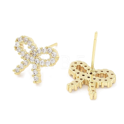 Brass Cubic Zirconia Stud Earrings for Women EJEW-S217-B01-1