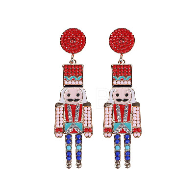 Cartoon Soldier Shape Alloy Enamel Dangle Stud Earrings FS-WGA682D-03-1