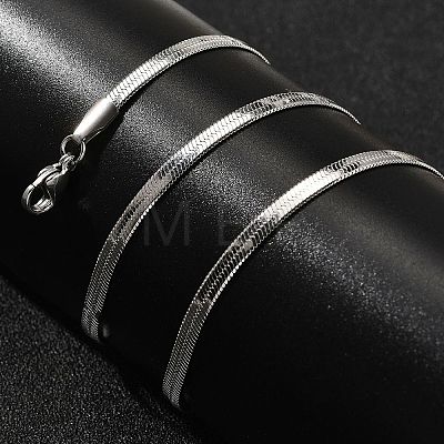 Anti-Tarnish 3mm Titanium Steel Flat Snake Chain Necklaces for Men Women NJEW-G160-03P-1