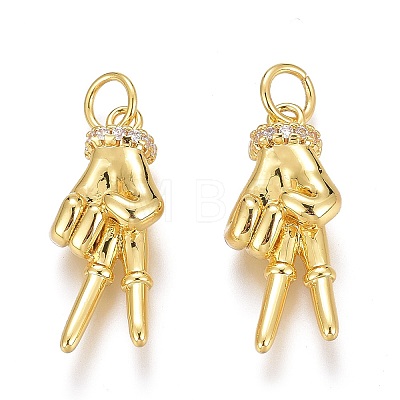 Brass Micro Pave Clear Cubic Zirconia ASL Pendants X-ZIRC-Z008-32G-1