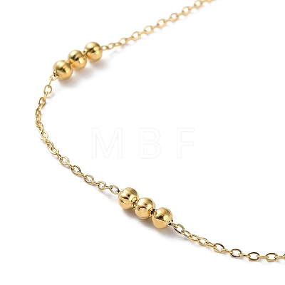 304 Stainless Steel Round Beaded Link Chain Bracelets for Women BJEW-D033-01G-1