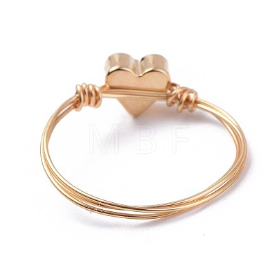 Heart Brass Rings RJEW-JR00265-1
