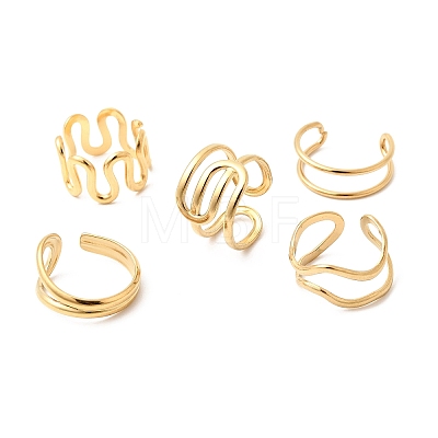 5Pcs 304 Stainless Steel Open Cuff Rings for Women RJEW-K313-04G-1