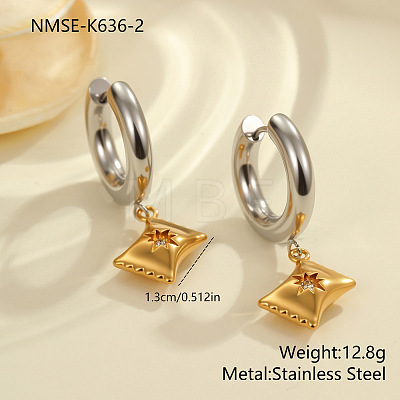 Christmas 304 Stainless Steel Clear Cubic Zirconia Two Tone Hoop Earrings FS-WG279DA-08-1