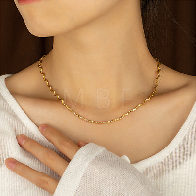 Brass Twist Wave Link Chain Necklace for Women DN6472-1-1