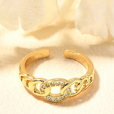 Rack Plating Brass Micro Pave Cubic Zirconia Cuff Finger Rings for Women RJEW-C117-01A-G-1