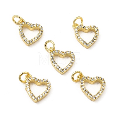 Brass Micro Pave Clear Cubic Zirconia Charms KK-E068-VB174-1