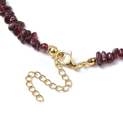 Natural Garnet Chip Beaded Necklace NJEW-JN04616-09-1