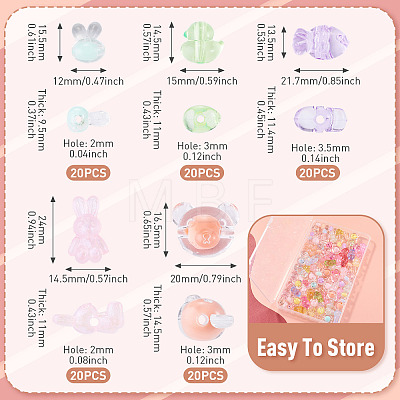 100Pcs 5 Styles Animals Transparent Acrylic Beads OACR-TA0005-02-1