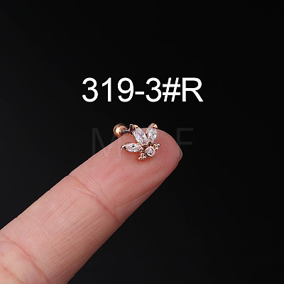 316L Surgical Stainless Steel Clear Cubic Zirconia Cartilage Earrings WG107EC-07-1