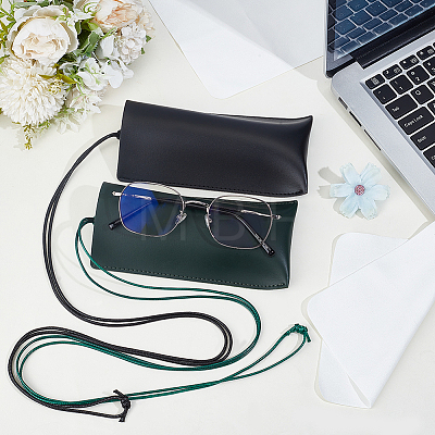 2Pcs 2 Colors PU Leather Glasses Storage Bags ABAG-CN0001-84-1
