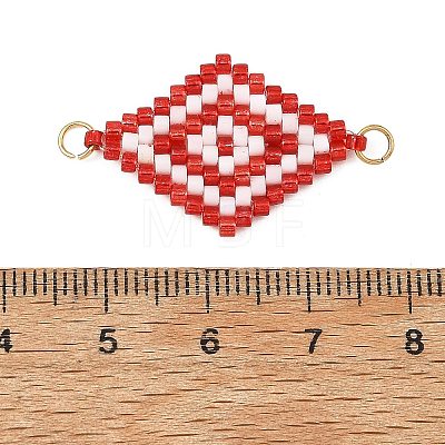 Glass Seed Beads Connector Charms PALLOY-MZ01416-02-1