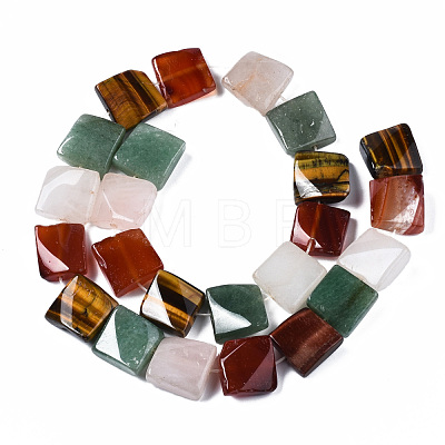 Natural Green Aventurine & Rose Quartz & & Red Agate & Tiger Eye Beads Strands G-S364-092-1