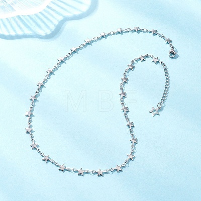 304 Stainless Steel Star Link Chain Necklaces for Women NJEW-JN05652-1