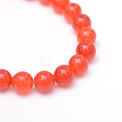 Round Dyed Natural Grade A White Jade Bead Strands G-R345-8mm-01-1