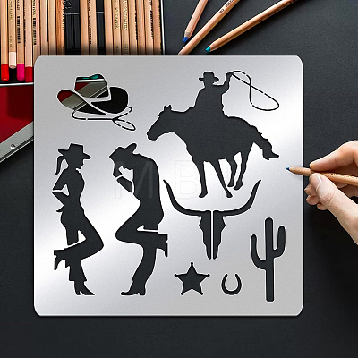 Cowboy Theme Stainless Steel Cutting Dies Stencils DIY-WH0279-068-1