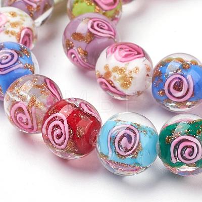 Handmade Gold Sand Lampwork Beads Strands LAMP-L072-G09-1