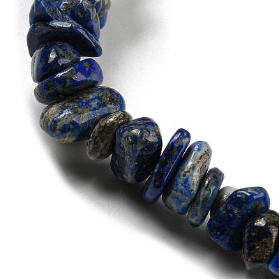 Natural Lapis Lazuli Chip Beaded Stretch Bracelet G-H294-01B-03A-1