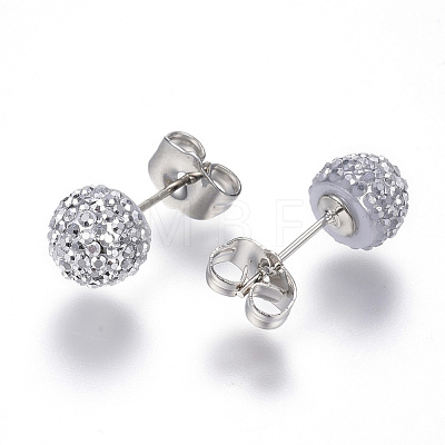 Rhinestone Ball Stud Earrings EJEW-F063-B01-1