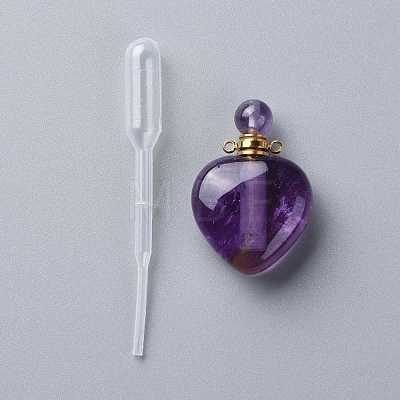 Natural Amethyst Openable Perfume Bottle Pendants G-K420-05-1