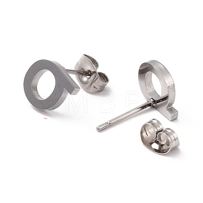 304 Stainless Steel Greek Alphabet Stud Earrings STAS-D007-07P-09-1