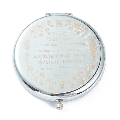 (Defective Closeout Sale: Alphabet Misprint) Stainless Steel Base Portable Makeup Compact Mirrors STAS-XCP0001-36-1