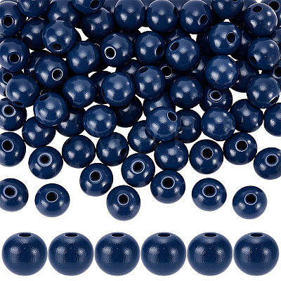 100Pcs Spray Painted Round Natural Schima Wood Beads WOOD-SP0001-96-1