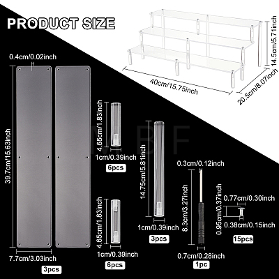 3-Tier Transparent Acrylic Minifigures Display Risers ODIS-WH0002-61B-1