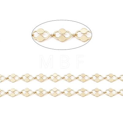 Brass Oval with Flat Round Link Chains CHC-M025-17G-1