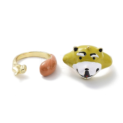 3D Animal Alloy Open Cuff Rings RJEW-D003-01A-G-1