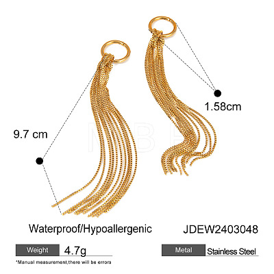 304 Stainless Steel Chain Tassel Hoop Earrings FS-WG79814-03-1