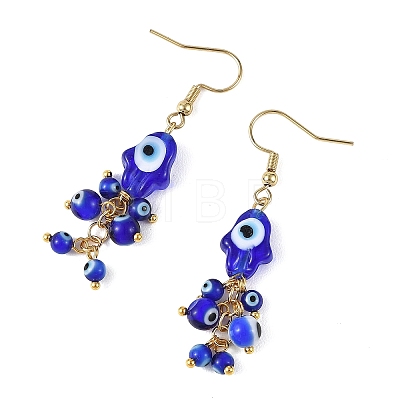 Evil Eye Handmade Lampwork Dangle Earrings EJEW-JE07416-1