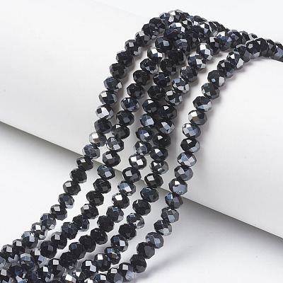 Electroplate Opaque Glass Beads Strands X-EGLA-A034-P6mm-E18-1