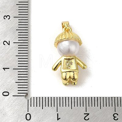 Rack Plating Brass Micro Pave CLear Cubic Zirconia Pendants KK-C053-02B-G-1