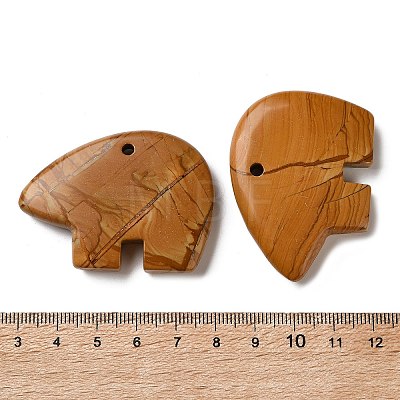 Natural Wood Lace Stone Pendants G-T144-08G-1