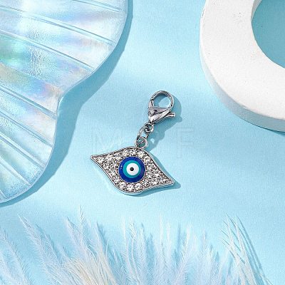 Evil Eye Alloy Enamel Rhinestones Pendant Decorations HJEW-JM02090-02-1