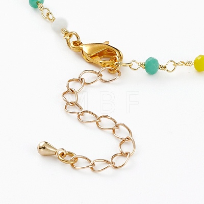 Faceted Glass Beaded Anklets AJEW-AN00379-1