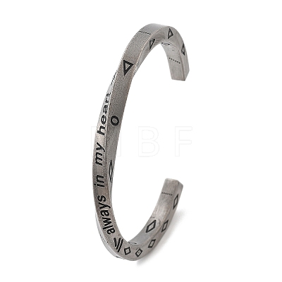 Viking Word Always in My Heart 304 Stainless Steel Enamel Cuff Bangles for Women BJEW-Z092-10P-1