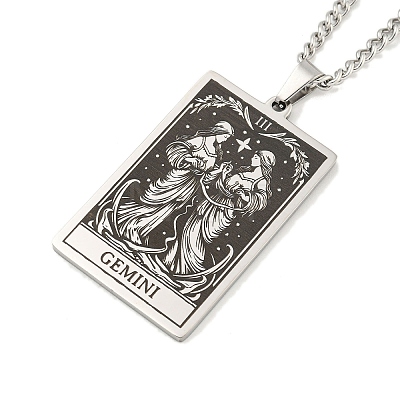304 Stainless Steel Tarot Pendant Necklaces NJEW-A026-01P-03-1