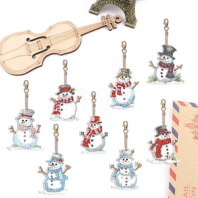 8 Styles Christmas Snowman DIY Diamond Painting Pendant Decoration Kits PW-WG305E1-01-1