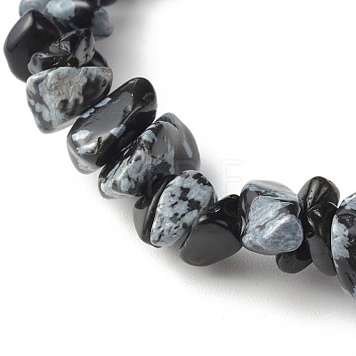 Natural Snowflake Obsidian Chip Bead Stretch Bracelets for Children BJEW-JB06388-06-1