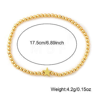 Minimalist Brass Star and Roound Beaded Stretch Bracelets for Women PJ3900-1