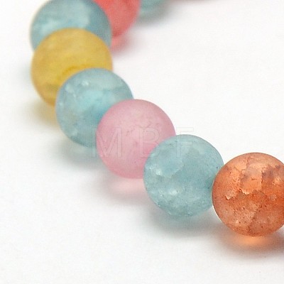Frosted Synthetic Crackle Quartz Round Beads Strands G-L155-6mm-04-1