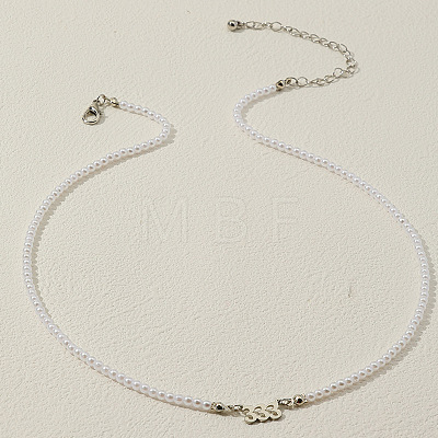 Alloy Number 333 Pendant Resin Imitation Pearl White Round Beaded Necklaces for Women FS-WGE7FDC-12-1