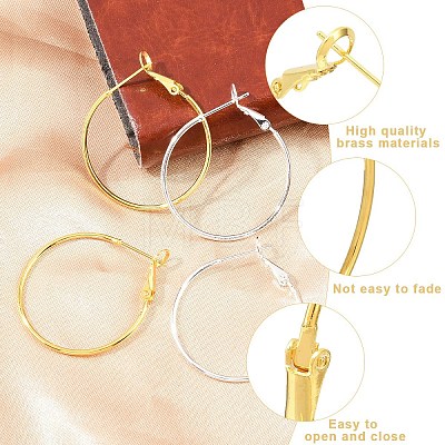 10Pcs Brass Hoop Earrings KK-YW0003-68G-1