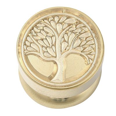 Golden Tone Round Wax Seal Brass Stamp Heads AJEW-M040-01G-R-1